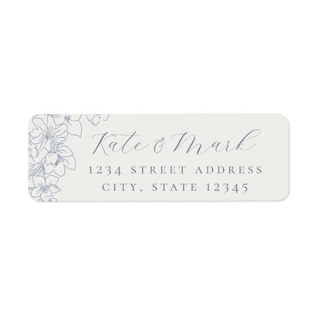 Delicate Blue Floral Wedding Return Address Labels (Front)