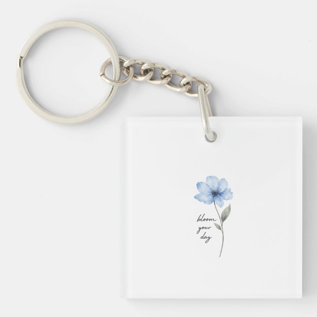 delicate blue flower aesthetic keychain (Front)
