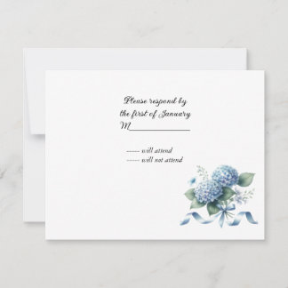 Delicate Blue Hydrangea Wedding RSVP Card