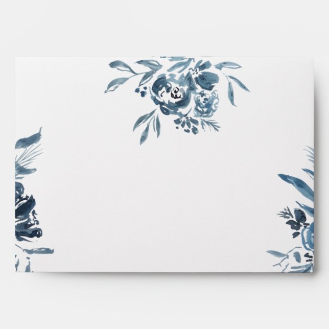 Delicate Blue Watercolor Flower Design Envelope (Front)