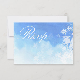Delicate Blue Watercolour Foliage RSVP Card