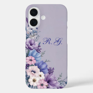 Delicate Blue, White, Pink & Purple Summer Blooms iPhone 16 Case