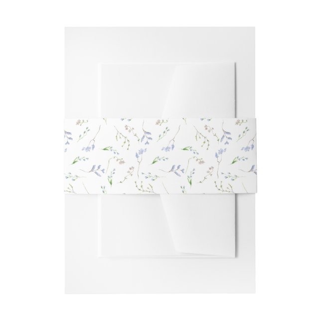 Delicate Blue Wildflowers Wedding Invitation Belly Band (Front Example)