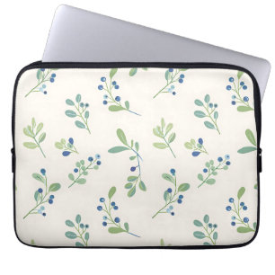 Delicate Blueberry Eucalyptus Pattern Laptop Sleeve