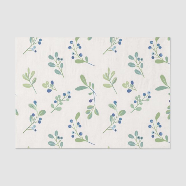 Delicate Blueberry Eucalyptus Pattern Tissue Paper (Front)