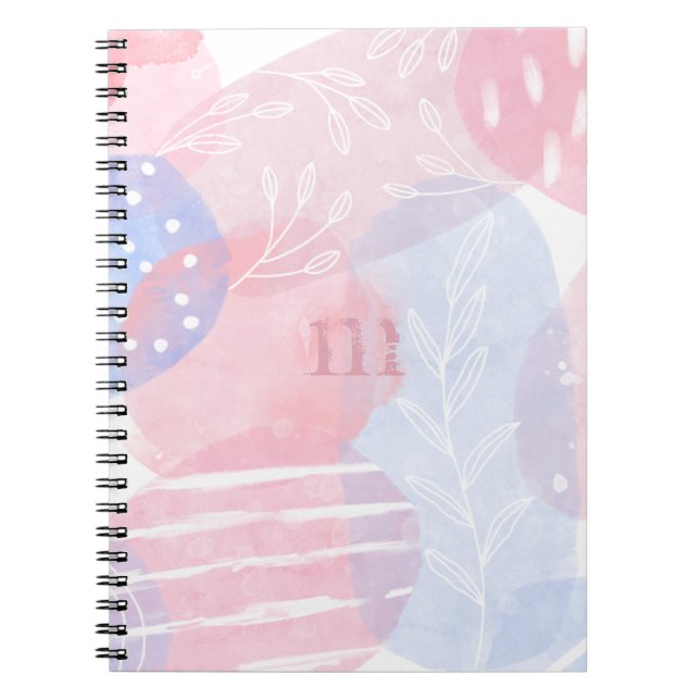 Delicate Blush and Blue Abstract Watercolor Photo Notebook (Front)
