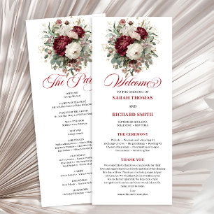 Delicate Blush Burgundy Floral Wedding Program
