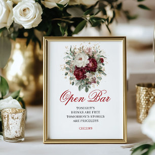 Delicate Blush Burgundy Open Bar Wedding Poster