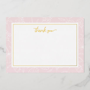 Delicate Blush Floral Thank You Foil Note Card