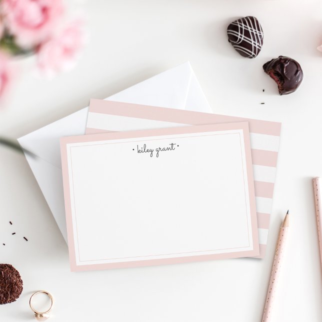 Delicate Blush Personalized Stationery Flat Note Card (Creator Uploaded)