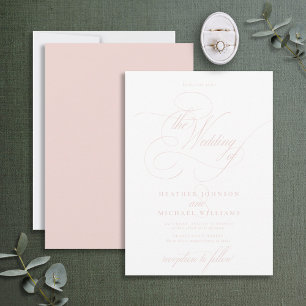 Delicate Blush Pink Modern Calligraphy Classic Invitation