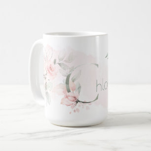 Delicate Blush Pink Rose Monogram Letter C Coffee Mug