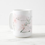 Delicate Blush Pink Rose Monogram Letter Z Coffee Mug<br><div class="desc">Monogram Letter Z - A pale blush pink watercolor wash behind delicate blush pink cottage roses. Pretty watercolor floral sprays on both sides of the mug - and decorate the large first letter of your name. Delicate hand painted smokey green foliage and watercolor sweetheart roses in blush pink is perfect...</div>