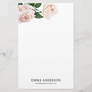 Delicate Blush Roses Stationery