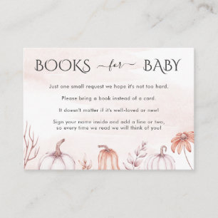 Delicate Blush Warm Fall Books for Baby Shower Enclosure Card