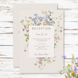 Delicate Boho Wildflowers Cream Reception Wedding Enclosure Card