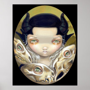 Delicate Bones gothic medieval skull Art Print