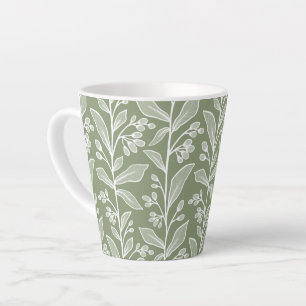 Delicate Botanic Reverie L6f Large White Plants Latte Mug