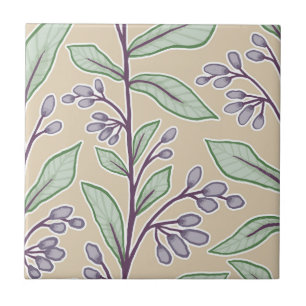 Delicate Botanic Reverie L8 Large Plants Purple Tile