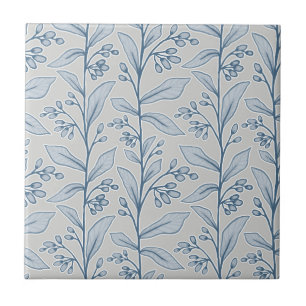 Delicate Botanic Reverie M1 Grey White Blue Flower Tile