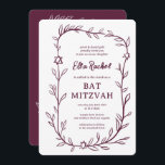 Delicate Botanical Bar Bat Mitzvah CUSTOM QR Code  Invitation<br><div class="desc">Perfect card to announce a bat mitzvah, bar mitzvah or other Jewish celebration! Hand drawn delicate leaf trame art for you! FULLY CUSTOMIZABLE! Click on “Personalize” above to edit the text. Click "edit using design tool" to adjust the fonts, colours and placements and to add your link to the QR...</div>