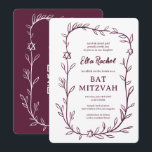 Delicate Botanical Bar Bat Mitzvah CUSTOM QR Code  Invitation<br><div class="desc">Perfect card to announce a bat mitzvah, bar mitzvah or other Jewish celebration! Hand drawn delicate leaf trame art for you! FULLY CUSTOMIZABLE! Click on “Personalize” above to edit the text. Click "edit using design tool" to adjust the fonts, colours and placements and to add your link to the QR...</div>