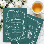 Delicate Botanical Bar Bat Mitzvah CUSTOM QR Code  Invitation<br><div class="desc">Perfect card to announce a bat mitzvah, bar mitzvah or other Jewish celebration! Hand drawn delicate leaf trame art for you! FULLY CUSTOMIZABLE! Click on “Personalize” above to edit the text. Click "edit using design tool" to adjust the fonts, colours and placements and to add your link to the QR...</div>