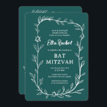 Delicate Botanical Bar Bat Mitzvah CUSTOM QR Code  Invitation<br><div class="desc">Perfect card to announce a bat mitzvah, bar mitzvah or other Jewish celebration! Hand drawn delicate leaf trame art for you! FULLY CUSTOMIZABLE! Click on “Personalize” above to edit the text. Click "edit using design tool" to adjust the fonts, colours and placements and to add your link to the QR...</div>