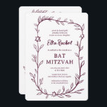Delicate Botanical Bar Bat Mitzvah CUSTOM QR Code  Invitation<br><div class="desc">Perfect card to announce a bat mitzvah, bar mitzvah or other Jewish celebration! Hand drawn delicate leaf trame art for you! FULLY CUSTOMIZABLE! Click on “Personalize” above to edit the text. Click "edit using design tool" to adjust the fonts, colours and placements and to add your link to the QR...</div>