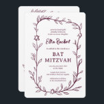 Delicate Botanical Bar Bat Mitzvah CUSTOM QR Code  Invitation<br><div class="desc">Perfect card to announce a bat mitzvah, bar mitzvah or other Jewish celebration! Hand drawn delicate leaf trame art for you! FULLY CUSTOMIZABLE! Click on “Personalize” above to edit the text. Click "edit using design tool" to adjust the fonts, colours and placements and to add your link to the QR...</div>