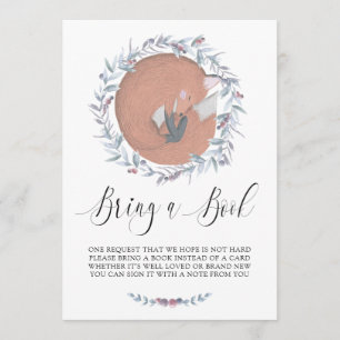 Delicate Botanical Fox Bring a Book Invitation