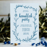 Delicate Botanical Hanukkah Party Star of David Invitation<br><div class="desc">Perfect invitation for a Hanukkah party or other Jewish celebration! Hand drawn delicate leaf trame art for you! FULLY CUSTOMIZABLE! Click on “Personalize” above to edit the text. Click "edit using design tool" to adjust the fonts, colours and placements and to add text to the back side design if you...</div>