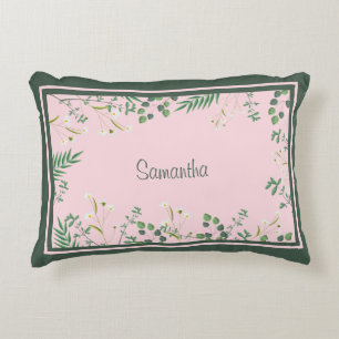 Delicate Botanical on Pink Accent Pillow
