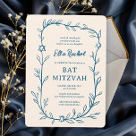 Delicate Botanical Star of David Bar Bat Mitzvah Invitation<br><div class="desc">Perfect card to announce a bat mitzvah, bar mitzvah or other Jewish celebration! Hand drawn delicate leaf trame art for you! FULLY CUSTOMIZABLE! Click on “Personalize” above to edit the text. Click "edit using design tool" to adjust the fonts, colours and placements and to add text to the back side...</div>