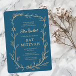 Delicate Botanical Star of David Bar Bat Mitzvah Invitation<br><div class="desc">Perfect card to announce a bat mitzvah, bar mitzvah or other Jewish celebration! Hand drawn delicate leaf trame art for you! FULLY CUSTOMIZABLE! Click on “Personalize” above to edit the text. Click "edit using design tool" to adjust the fonts, colours and placements and to add text to the back side...</div>
