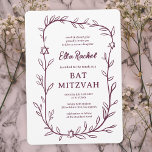 Delicate Botanical Star of David Bar Bat Mitzvah Invitation<br><div class="desc">Perfect card to announce a bat mitzvah, bar mitzvah or other Jewish celebration! Hand drawn delicate leaf trame art for you! FULLY CUSTOMIZABLE! Click on “Personalize” above to edit the text. Click "edit using design tool" to adjust the fonts, colours and placements and to add text to the back side...</div>