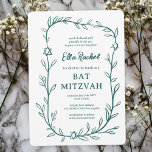 Delicate Botanical Star of David Bar Bat Mitzvah Invitation<br><div class="desc">Perfect card to announce a bat mitzvah, bar mitzvah or other Jewish celebration! Hand drawn delicate leaf trame art for you! FULLY CUSTOMIZABLE! Click on “Personalize” above to edit the text. Click "edit using design tool" to adjust the fonts, colours and placements and to add text to the back side...</div>