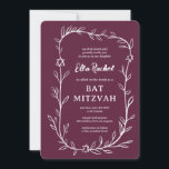 Delicate Botanical Star of David Bar Bat Mitzvah Invitation<br><div class="desc">Perfect card to announce a bat mitzvah, bar mitzvah or other Jewish celebration! Hand drawn delicate leaf trame art for you! FULLY CUSTOMIZABLE! Click on “Personalize” above to edit the text. Click "edit using design tool" to adjust the fonts, colours and placements and to add text to the back side...</div>