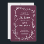 Delicate Botanical Star of David Bar Bat Mitzvah Invitation<br><div class="desc">Perfect card to announce a bat mitzvah, bar mitzvah or other Jewish celebration! Hand drawn delicate leaf trame art for you! FULLY CUSTOMIZABLE! Click on “Personalize” above to edit the text. Click "edit using design tool" to adjust the fonts, colours and placements and to add text to the back side...</div>
