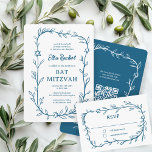 Delicate Botanical Star of David Bar Bat Mitzvah RSVP Card<br><div class="desc">Perfect response card for a bat mitzvah, bar mitzvah or other Jewish celebration! Hand drawn delicate leaf trame art for you! FULLY CUSTOMIZABLE! Click on “Personalize” above to edit the text. Click "edit using design tool" to adjust the fonts, colours and placements and to add text to the back side...</div>