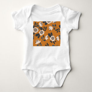 Delicate Botanical Vintage Floral Pattern Baby Bodysuit
