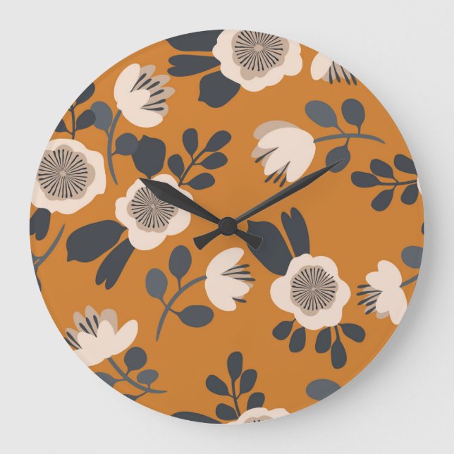 Delicate Botanical Vintage Floral Pattern Large Clock (Front)