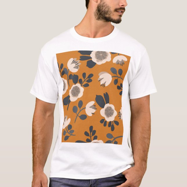 Delicate Botanical Vintage Floral Pattern T-Shirt (Front)