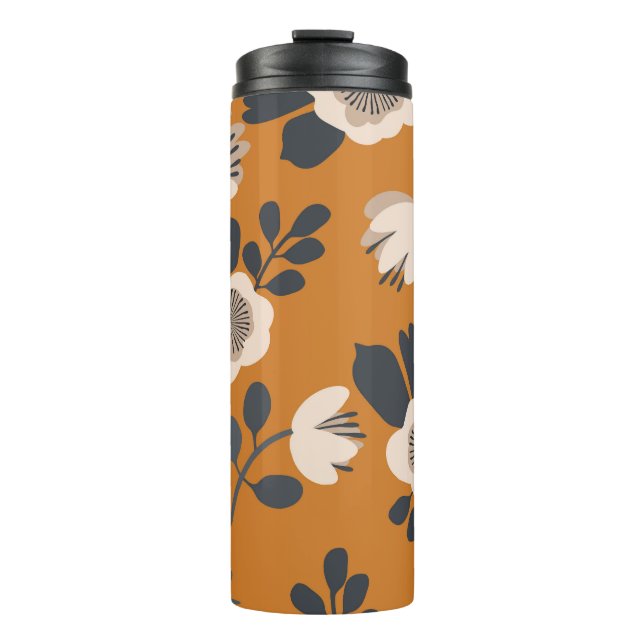 Delicate Botanical Vintage Floral Pattern Thermal Tumbler (Front)