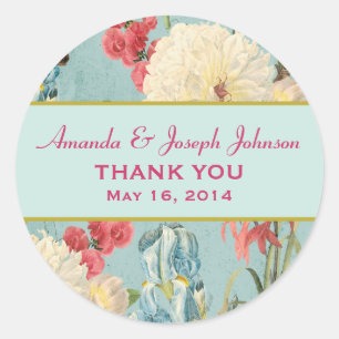 Delicate Botanical Wedding Thank You Round Sticker