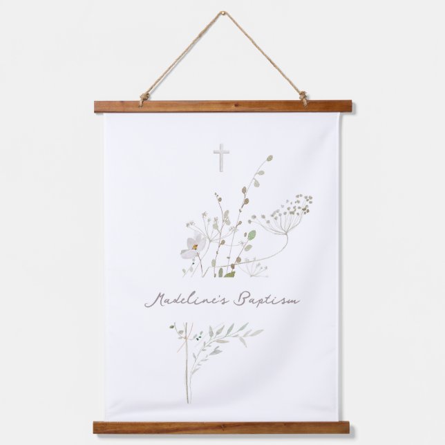 delicate bouquet Baptism sign Hanging Tapestry (Front)