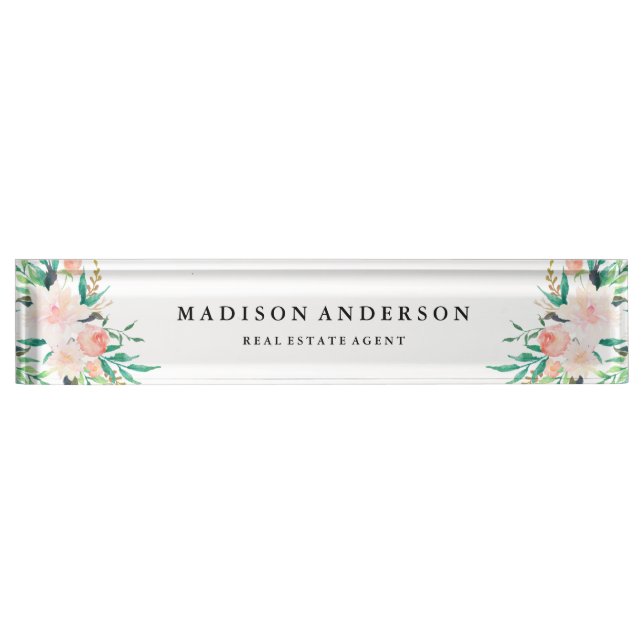 Delicate Bouquet Desk Name Plate (Front)