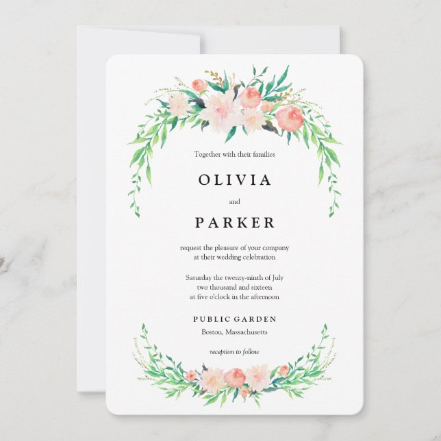 Delicate Bouquet Wedding Invitation (Front)