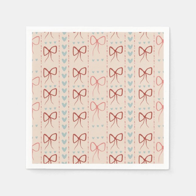 Delicate Bows and Hearts Napkins  (Front)