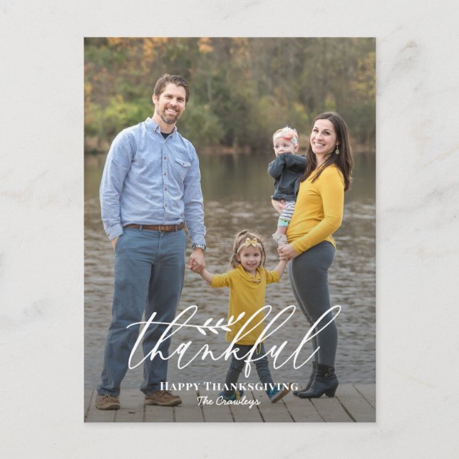 Delicate Branch Editable Colour Thanksgiving Holiday Postcard (Front)